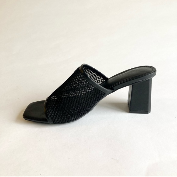 14TH & Union Black Fabric Leather Square Toe Heel Sandals size 8.5 - Picture 11 of 15